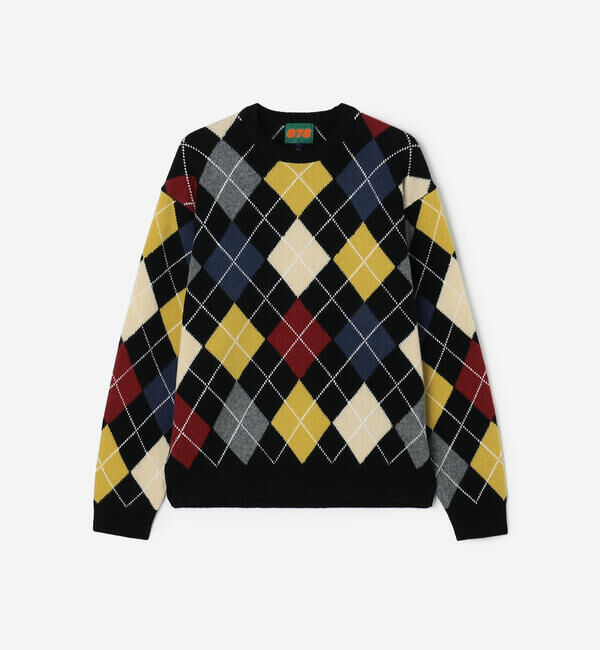  「078 CITE | アーガイル ニットプルオーバー MEN」|ニット・セーター|BLACK