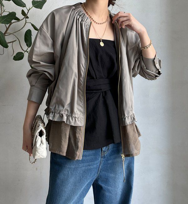  「【WEB限定】シアーヘムノーカラーブルゾン」|ブルゾン・スタジャン|