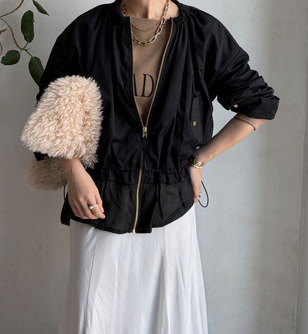  「【WEB限定】シアーヘムノーカラーブルゾン」|ブルゾン・スタジャン|ブラック