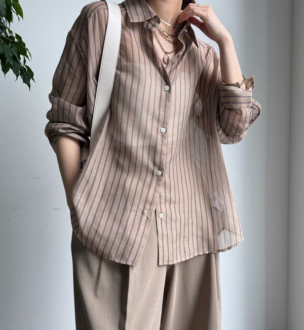  「シアーストライプシャツ」|シャツ・ブラウス|ベージュ