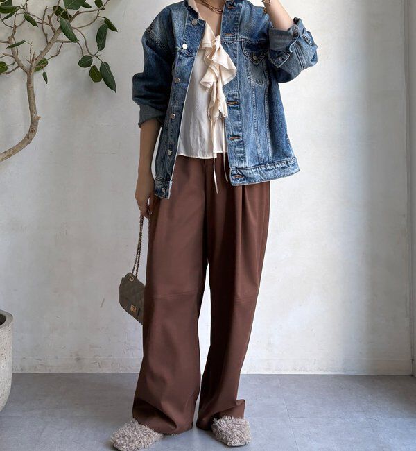  「【WEB限定】ノーカラーデニムジャケット」|ブルゾン・スタジャン|