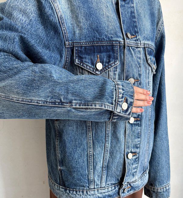  「【WEB限定】ノーカラーデニムジャケット」|ブルゾン・スタジャン|