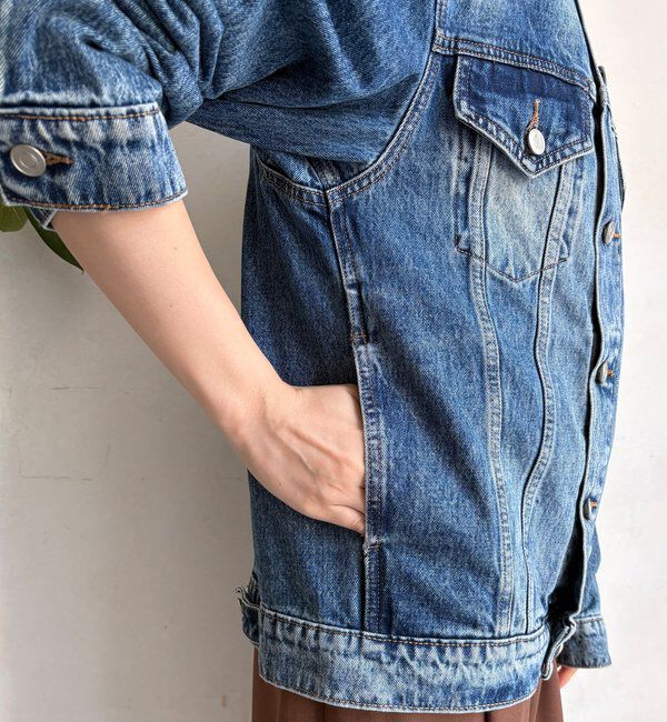  「【WEB限定】ノーカラーデニムジャケット」|ブルゾン・スタジャン|