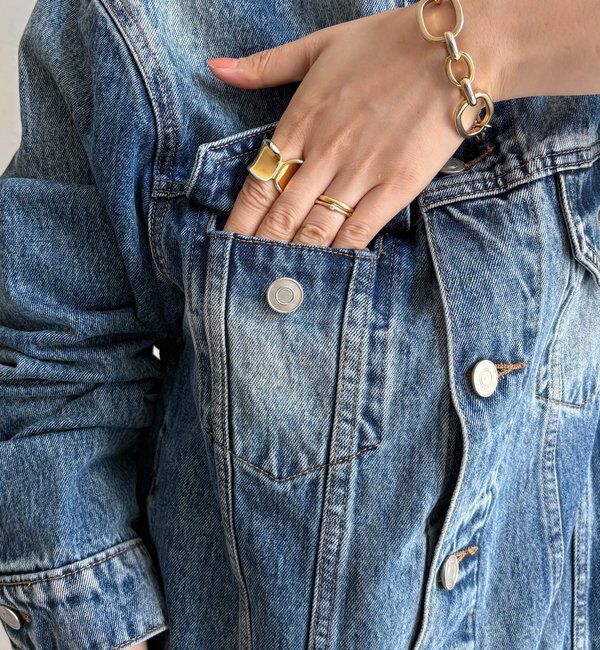  「【WEB限定】ノーカラーデニムジャケット」|ブルゾン・スタジャン|