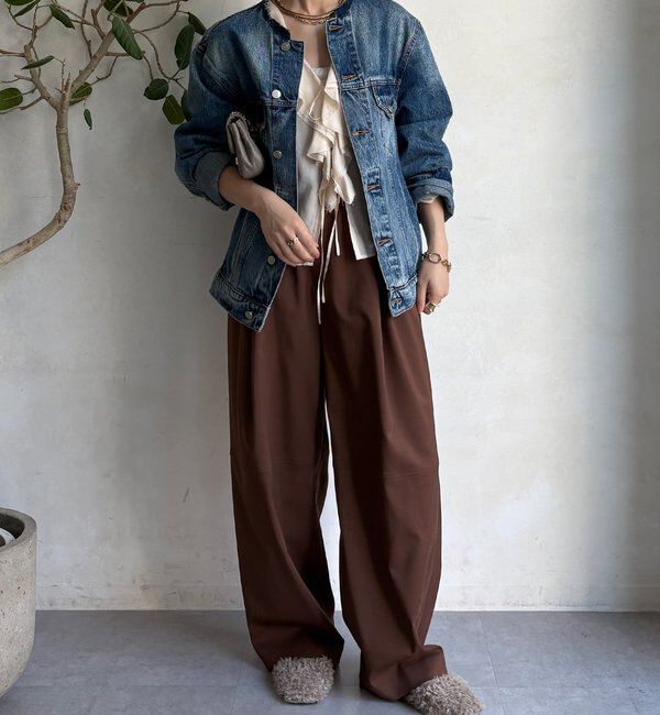  「【WEB限定】ノーカラーデニムジャケット」|ブルゾン・スタジャン|