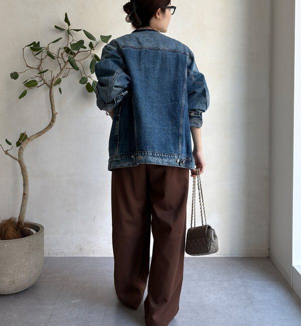  「【WEB限定】ノーカラーデニムジャケット」|ブルゾン・スタジャン|