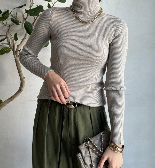  「【WEB限定】ラメタートルネックプルオーバー」|ニット・セーター|