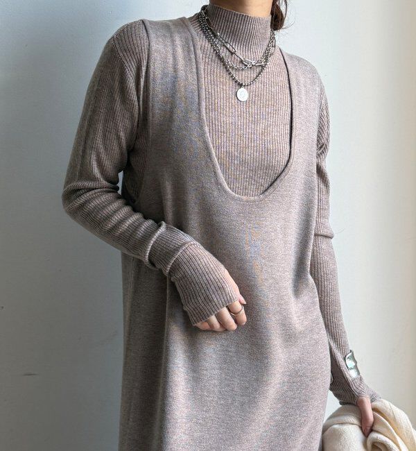  「【WEB限定】リブニット＋Uネックニットワンピースセット」|スーツ|