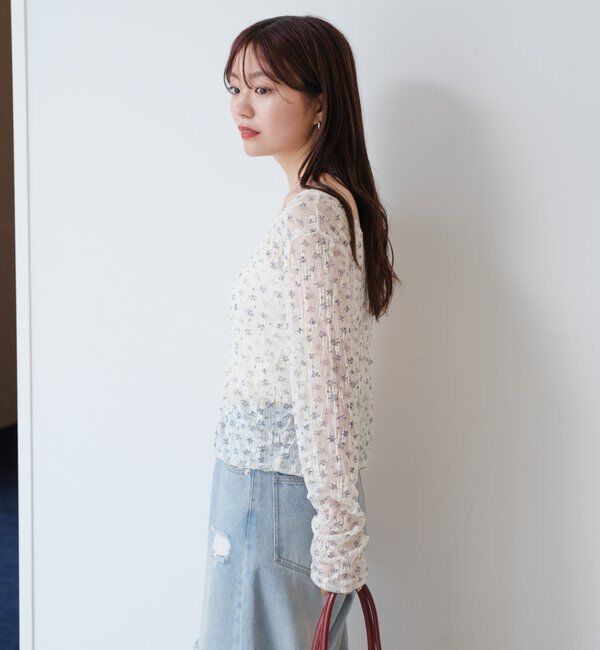  「【2WAY】シアーフラワーレースカーディガン」|カーディガン|