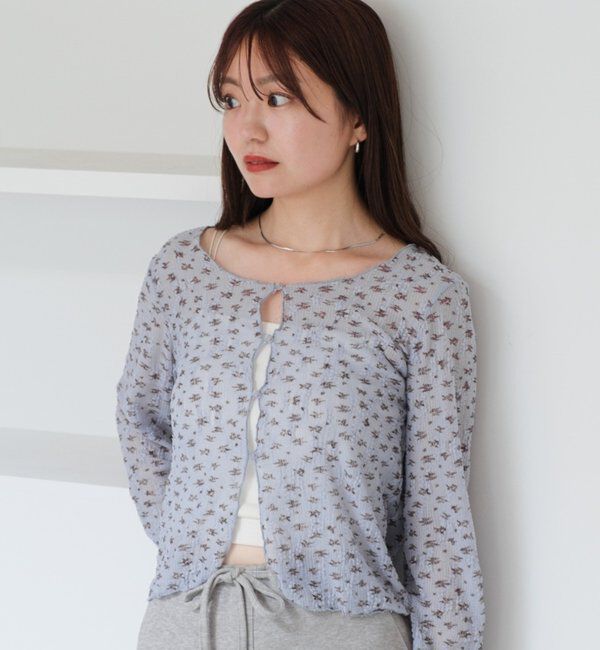  「【2WAY】シアーフラワーレースカーディガン」|カーディガン|