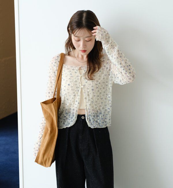  「【2WAY】シアーフラワーレースカーディガン」|カーディガン|
