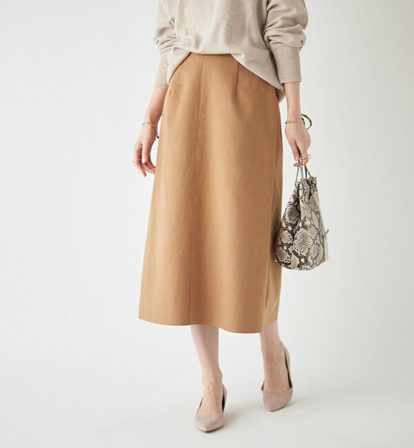  「【《定番人気アイテム》手洗い可】エコスウェードセミストレートスカート」|スカート|