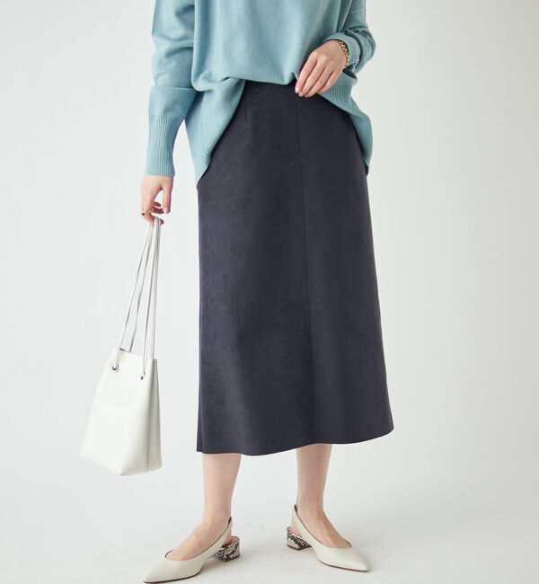  「【《定番人気アイテム》手洗い可】エコスウェードセミストレートスカート」|スカート|
