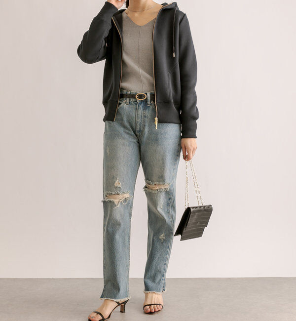  「【WEB限定/キレイめ上品】スポンジダンボールZIPパーカーカットソー」|パーカー|