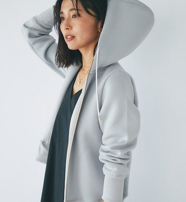  「【WEB限定/キレイめ上品】スポンジダンボールZIPパーカーカットソー」|パーカー|