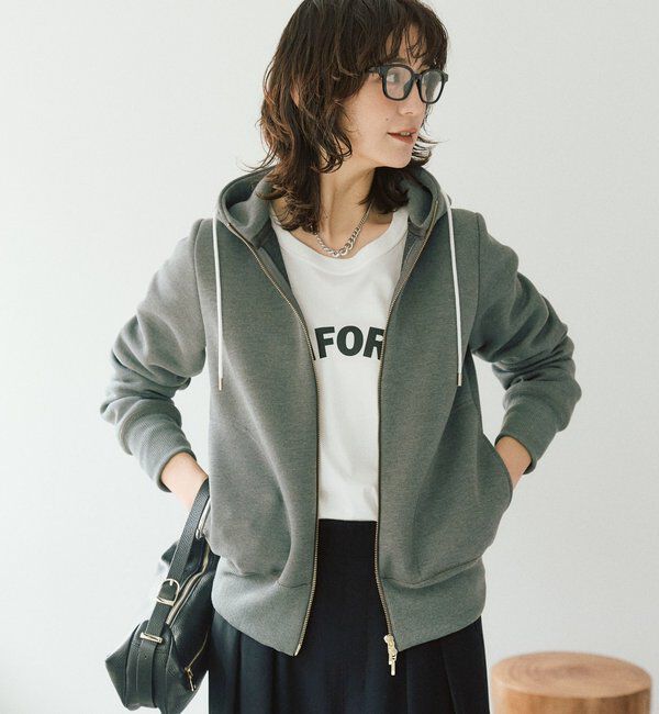  「【WEB限定/キレイめ上品】スポンジダンボールZIPパーカーカットソー」|パーカー|