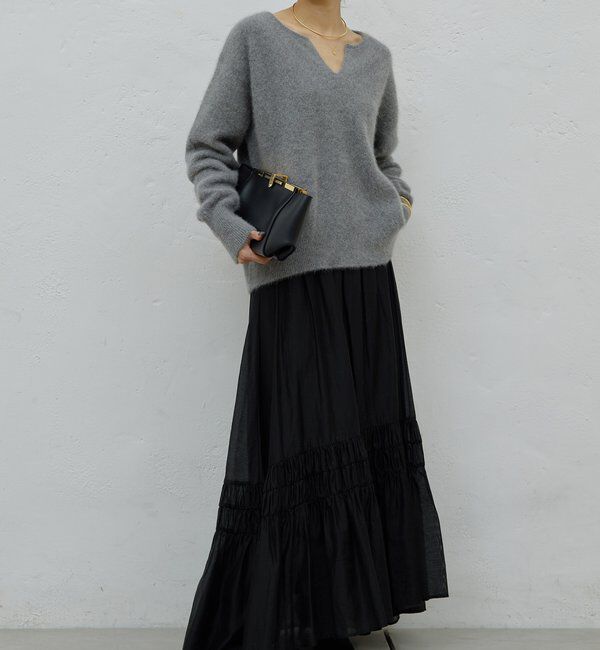  「【デコルテ美人ニット】ファーウールキーネックニット」|ニット・セーター|