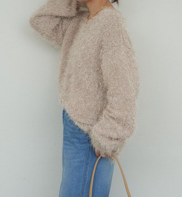  「【2way】【品良く着映える】フェザーヤーンニットプルオーバー」|ニット・セーター|