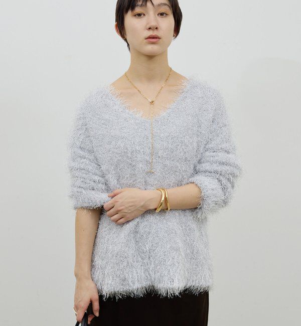  「【2way】【品良く着映える】フェザーヤーンニットプルオーバー」|ニット・セーター|