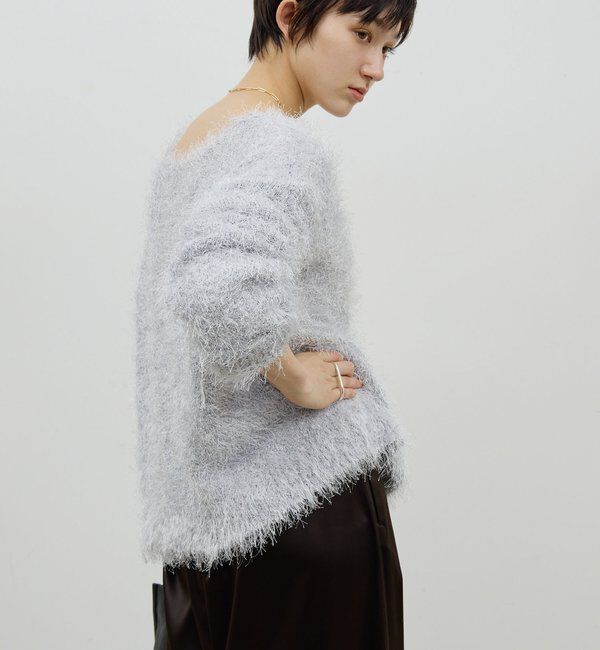  「【2way】【品良く着映える】フェザーヤーンニットプルオーバー」|ニット・セーター|