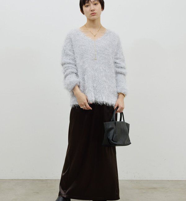  「【2way】【品良く着映える】フェザーヤーンニットプルオーバー」|ニット・セーター|