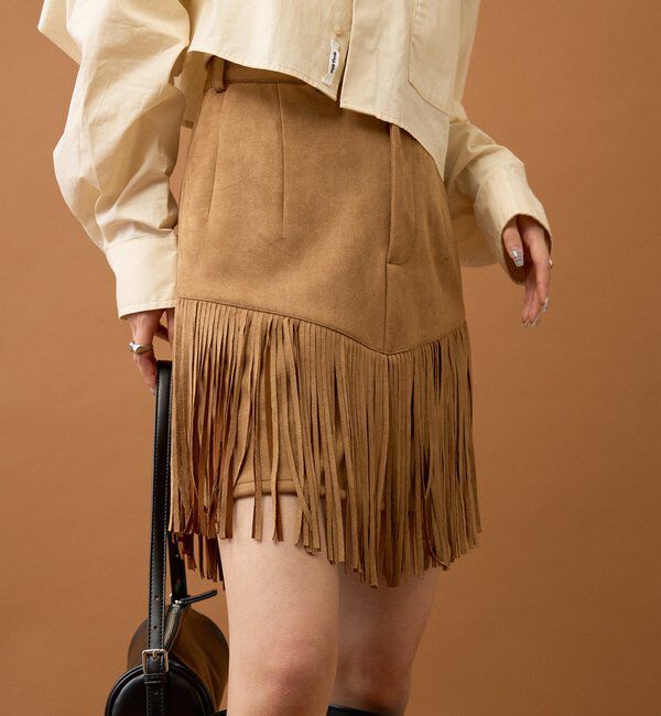  「フェイクスウェードフリンジスカート」|スカート|