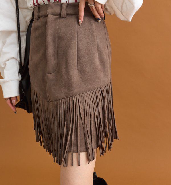  「フェイクスウェードフリンジスカート」|スカート|