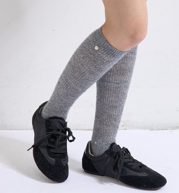  「プレート付きニットハイソックス」|ソックス|グレー