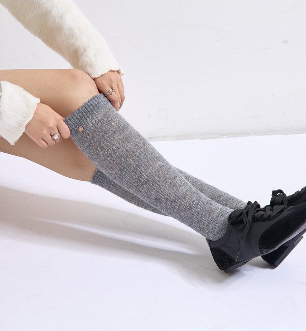  「プレート付きニットハイソックス」|ソックス|