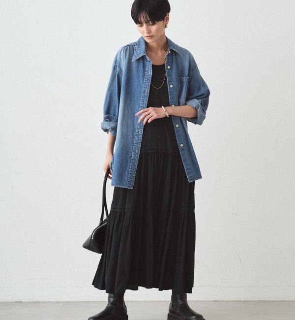  「サテンティアードキャミワンピース」|ワンピース|