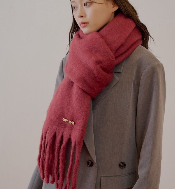  「ブローチ付きフリンジストールマフラー」|マフラー|