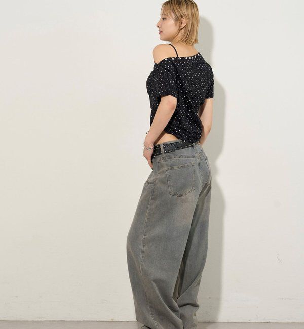  「《UNISEX / サイズ展開あり》スラッシュポケットブラストワイドデニム」|デニム|