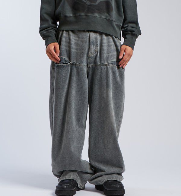  「《UNISEX / サイズ展開あり》スラッシュポケットブラストワイドデニム」|デニム|グレーその他2