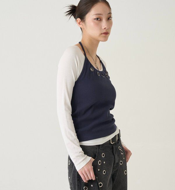  「アイレットホルターレイヤードトップス」|Tシャツ・カットソー|