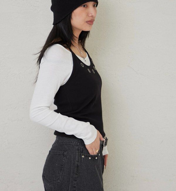  「アイレットホルターレイヤードトップス」|Tシャツ・カットソー|