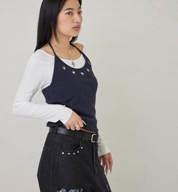  「アイレットホルターレイヤードトップス」|Tシャツ・カットソー|