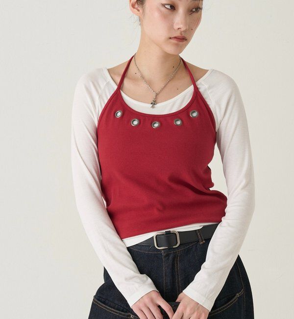  「アイレットホルターレイヤードトップス」|Tシャツ・カットソー|