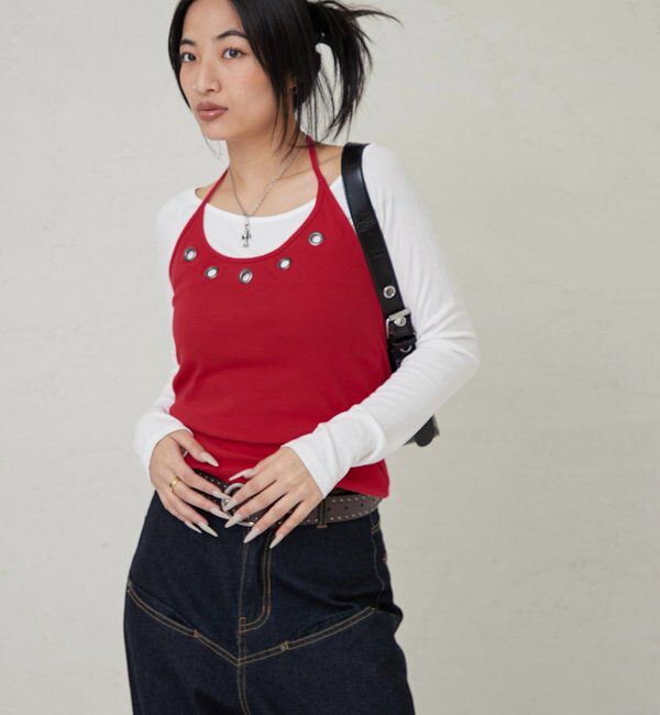  「アイレットホルターレイヤードトップス」|Tシャツ・カットソー|