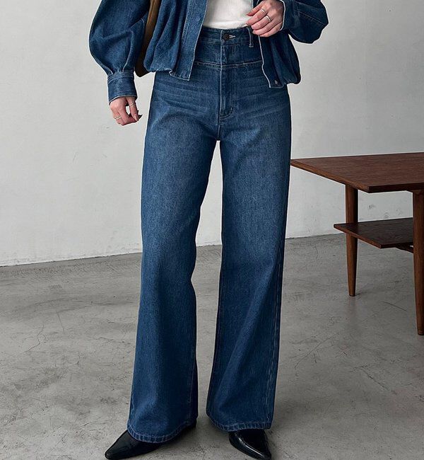  「【低身長サイズあり/セットアップ対応】スリットポケットストレートデニム」|デニム|ブルー
