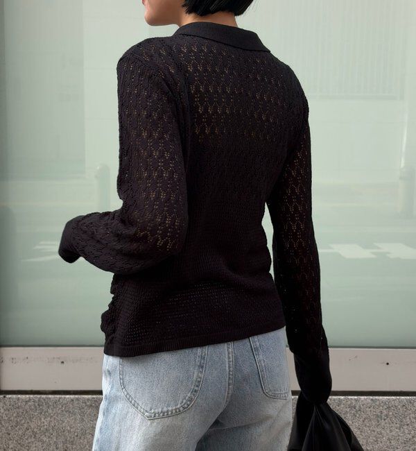  「レースシャーリングホックカーディガン」|カーディガン|