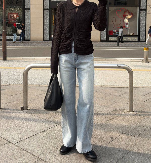  「レースシャーリングホックカーディガン」|カーディガン|