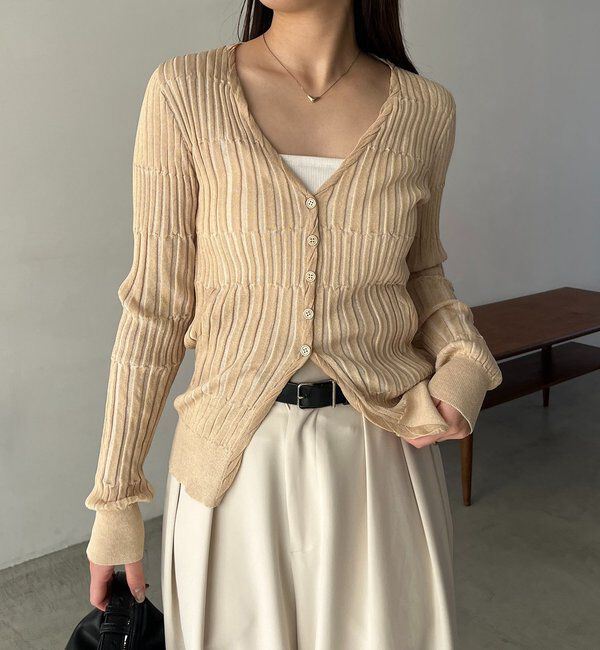  「バイカラーリブカーディガン」|カーディガン|