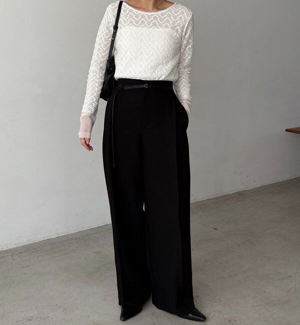  「袖シアーレースT」|Tシャツ・カットソー|