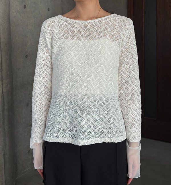  「袖シアーレースT」|Tシャツ・カットソー|