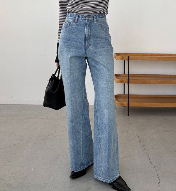  「【低身長サイズあり】セミフレアデニム」|デニム|ブルー