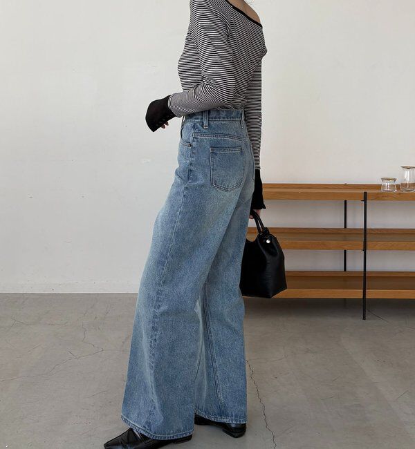  「【低身長サイズあり】セミフレアデニム」|デニム|