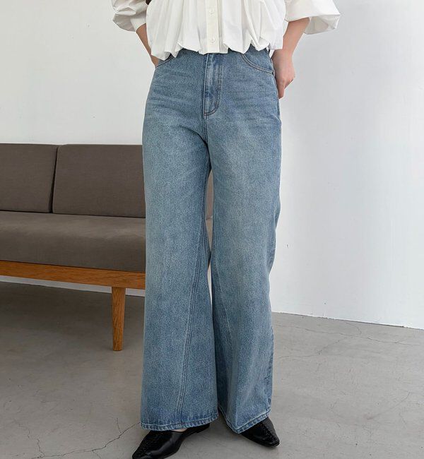  「【低身長サイズあり】セミフレアデニム」|デニム|