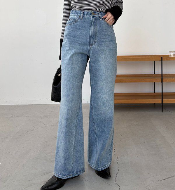  「【低身長サイズあり】セミフレアデニム」|デニム|