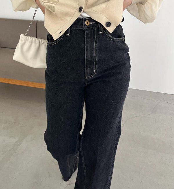  「【低身長サイズあり】セミフレアデニム」|デニム|