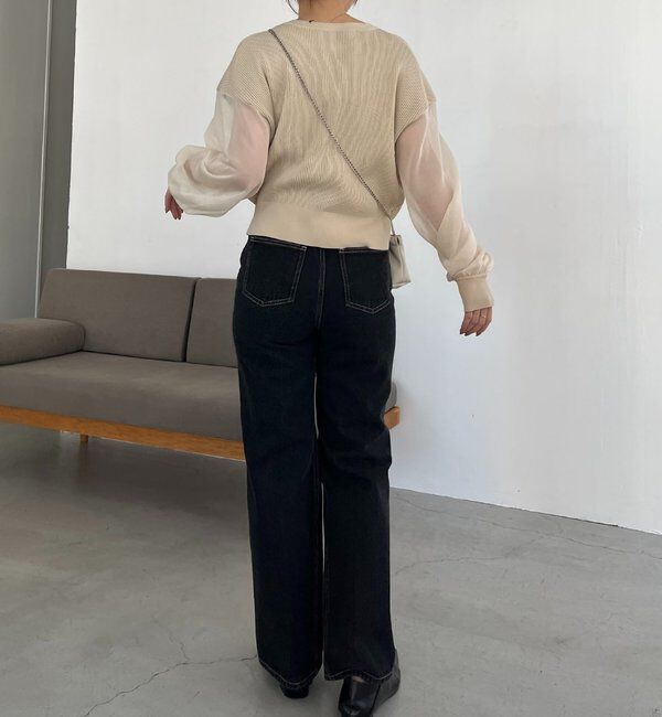  「【低身長サイズあり】セミフレアデニム」|デニム|